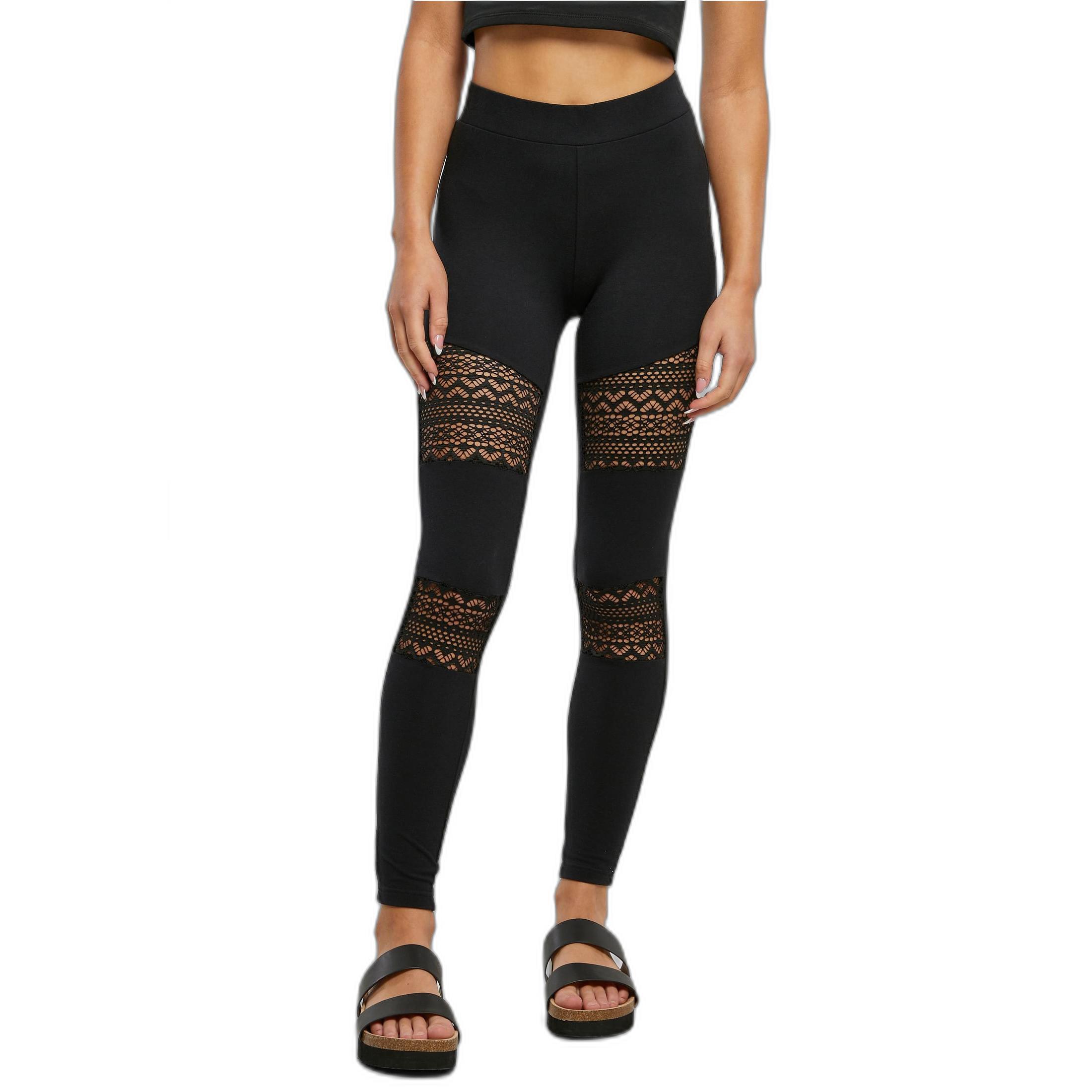 URBAN CLASSICS  legging incrusté de dentelle au crochet 