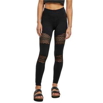 legging intarsiato con pizzo femminile all'uncinetto