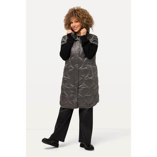 Ulla Popken  Long gilet matelassé HYPRAR, fermeture éclair à double curseur, matière imperméable 