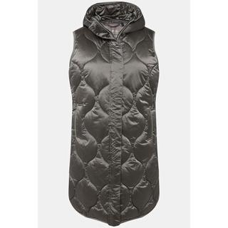 Ulla Popken  Long gilet matelassé HYPRAR, fermeture éclair à double curseur, matière imperméable 