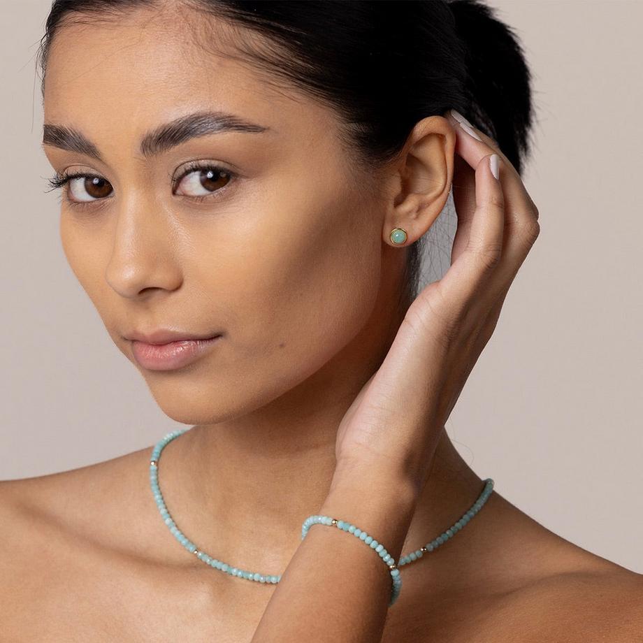 Balibay  Nalani Feine  Ohrstecker mit Amazonit in Gold 