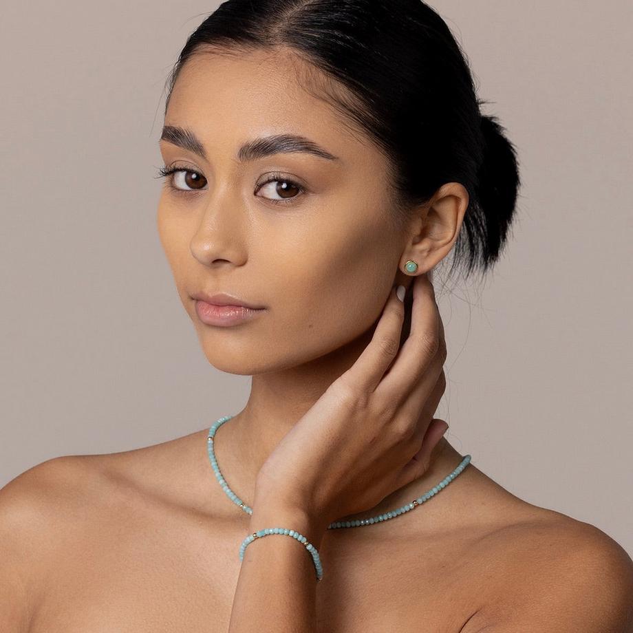 Balibay  Nalani Feine  Ohrstecker mit Amazonit in Gold 