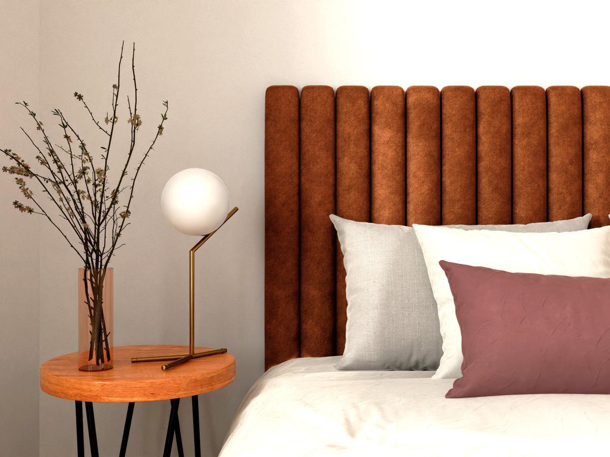 Vente-unique Tête de lit coutures verticales - 150 cm - Tissu - Terracotta - SARAH  