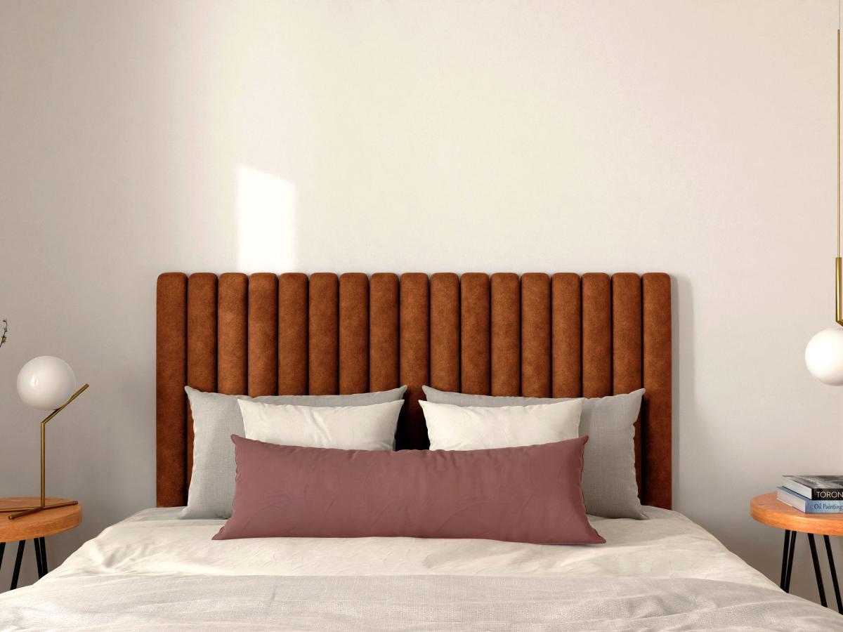 Vente-unique Tête de lit coutures verticales - 150 cm - Tissu - Terracotta - SARAH  