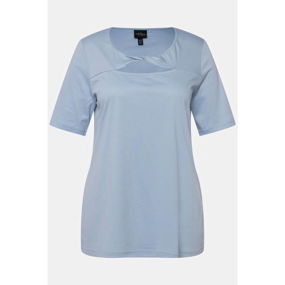 Ulla Popken Drapierung Cut-Out V-Ausschnitt Halbarm T-Shirt  