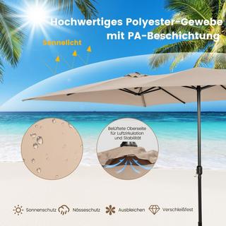 Northix Parasol double 426 x 265 cm parasol rectangulaire protection UV marron  