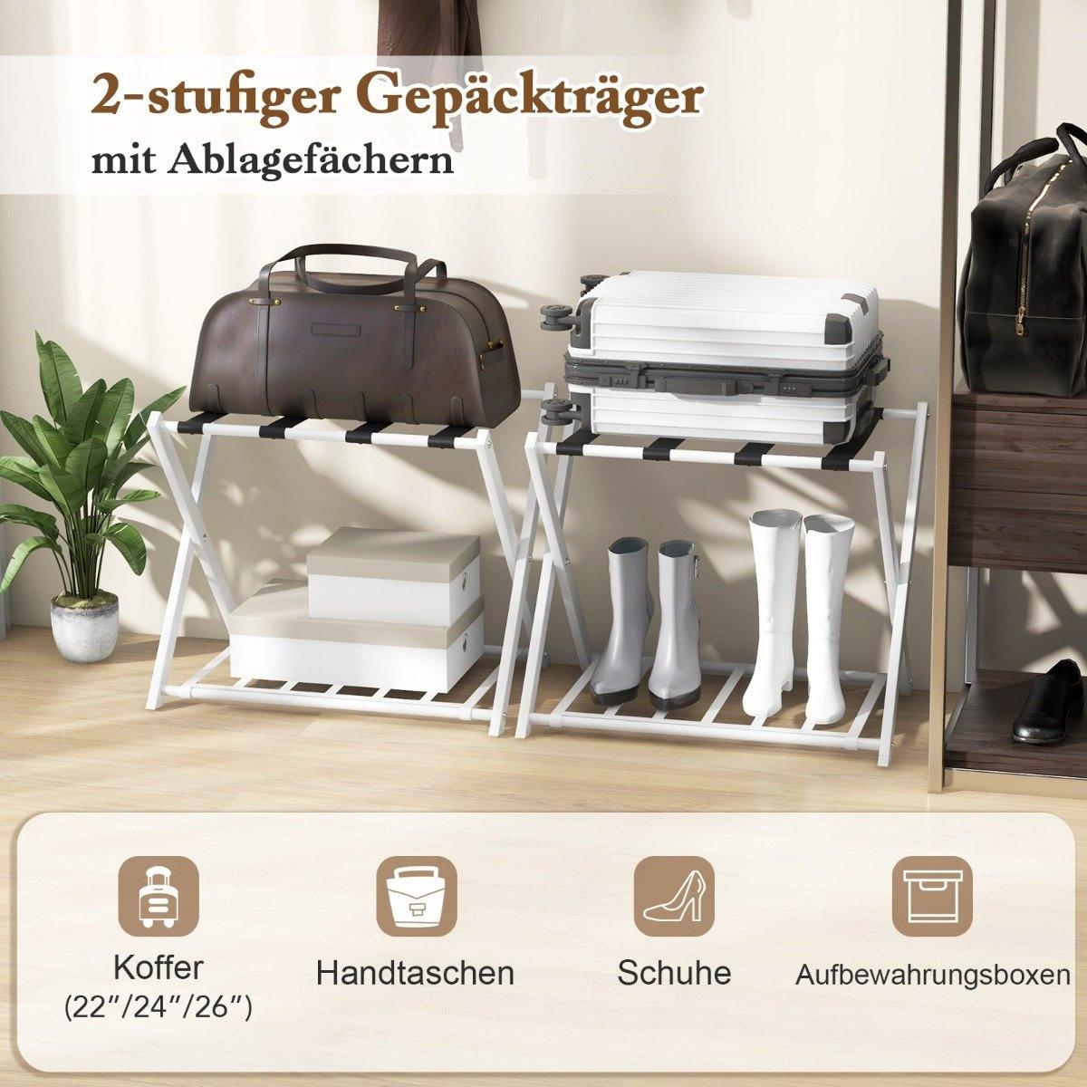 Northix Klappbarer Kofferständer mit 2-Stöckiger Design Gepäckablage Metall Gepäckständer Kofferablage  