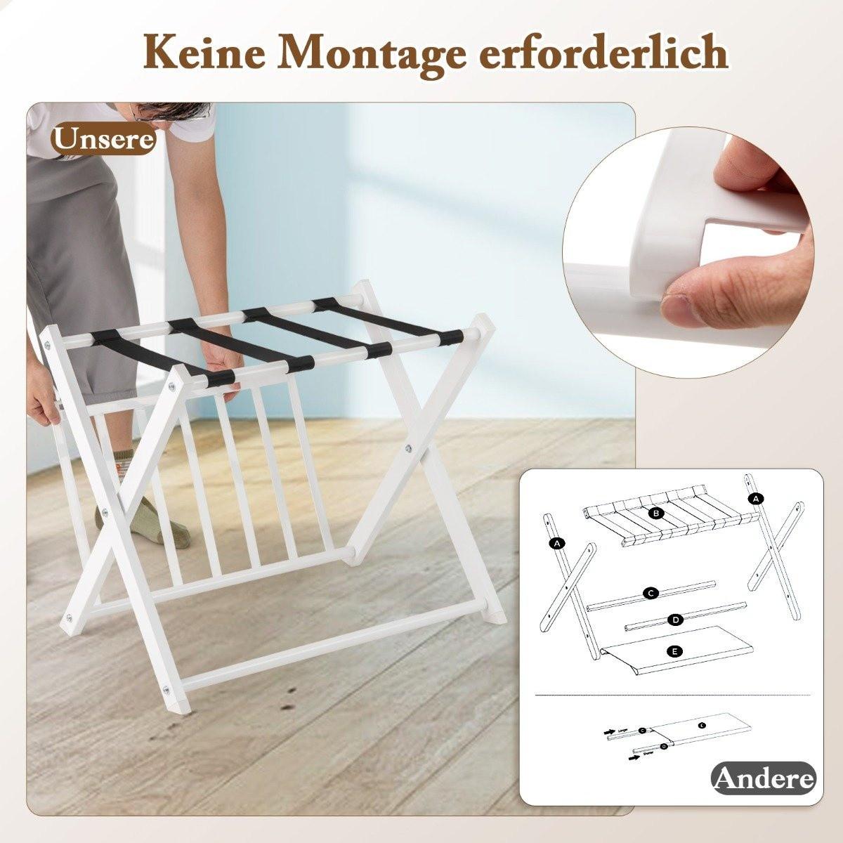 Northix Klappbarer Kofferständer mit 2-Stöckiger Design Gepäckablage Metall Gepäckständer Kofferablage  