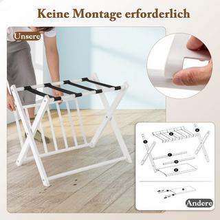 Northix Klappbarer Kofferständer mit 2-Stöckiger Design Gepäckablage Metall Gepäckständer Kofferablage  