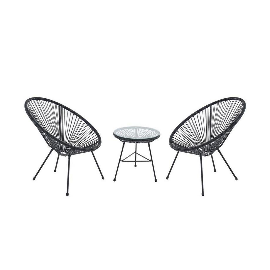 Vente-unique Garten-Sitzgruppe: 2 Sessel und 1 Tisch - Polyrattan - Schwarz - ALIOS III von MYLIA  