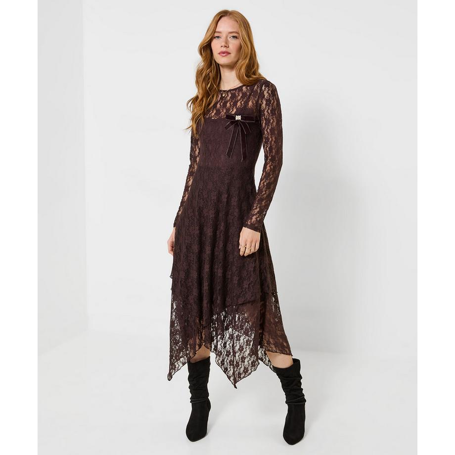 Robe Longue en Dentelle à Manches Longues Bella
