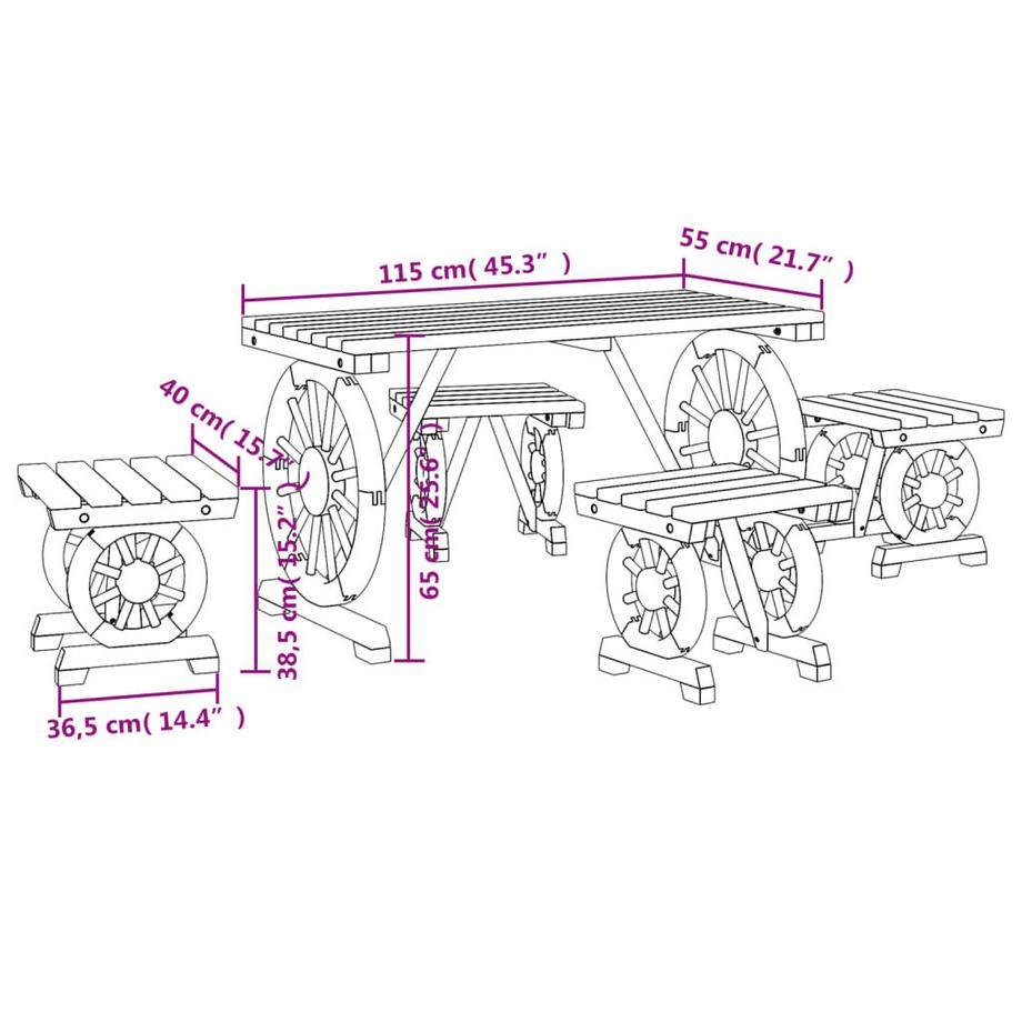 VidaXL Garten essgruppe holz  