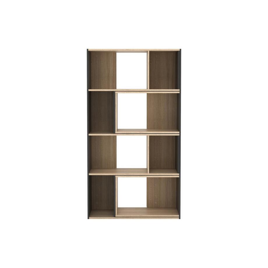 Vente-unique  Eckwohnwand beliebig kombinierbar - 8 bis 12 Ablagefächer - Holzfarben & Anthrazit - DARLENA 