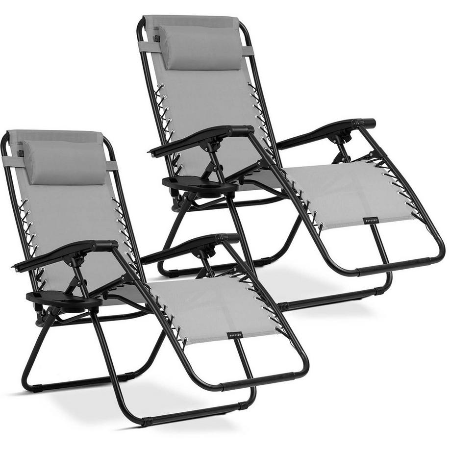 B2X Gartenliege klappbar mit Kissen Set von 2  