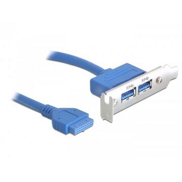 USB 3.0 19-pin - 2 x USB 3.0-A USB Kabel 0,4 m USB 3.2 Gen 1 (3.1 Gen 1) USB A Blau