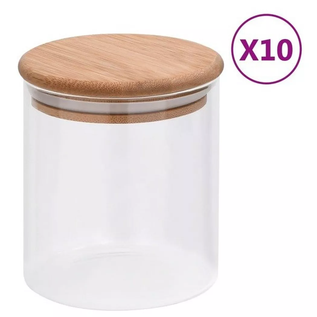 vidaXL Opbergpotten met bamboe deksel 10 st 600 ml glas150695