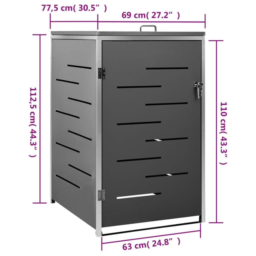 VidaXL Abri à poubelles à roulettes acier inoxydable  