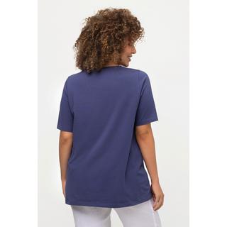 Ulla Popken  T-shirt dal taglio svasato con limoni, scollo a V e mezze maniche 