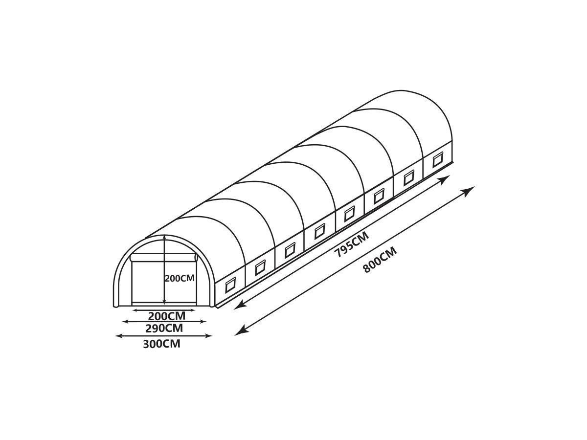 Vente-unique Serra a tunnel 24 m² L800x l300 xH200 cm - IPOMEA  