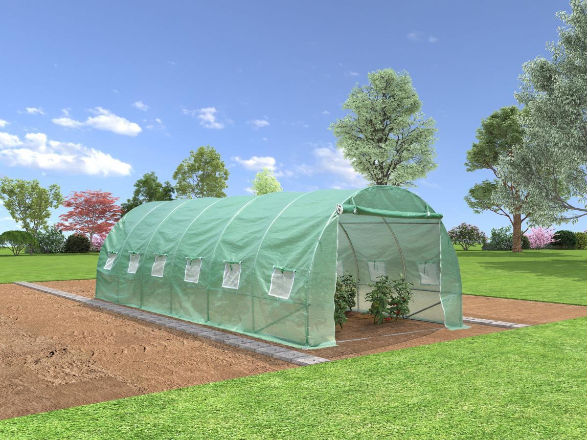 Vente-unique Foliengewächshaus Folientunnel - 24 m² - 800 x 300 x 200 cm - Stahl - IPOMEA  