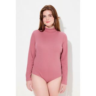 Ulla Popken Body in Jersey a Costine Maniche Lunghe Collo Alto  