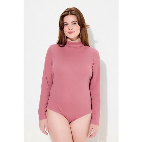 Ulla Popken Body in Jersey a Costine Maniche Lunghe Collo Alto  