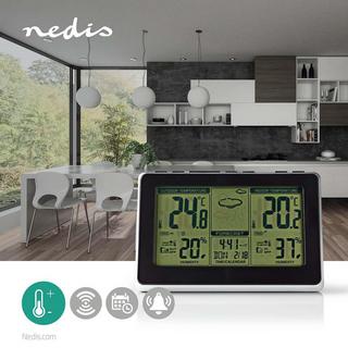 Nedis  Station météo | Intérieur et extérieur | Sonde météo sans fil incluse | Prévisions météo | Affichage de l'heure | Ecran LCD | Fonction réveil 