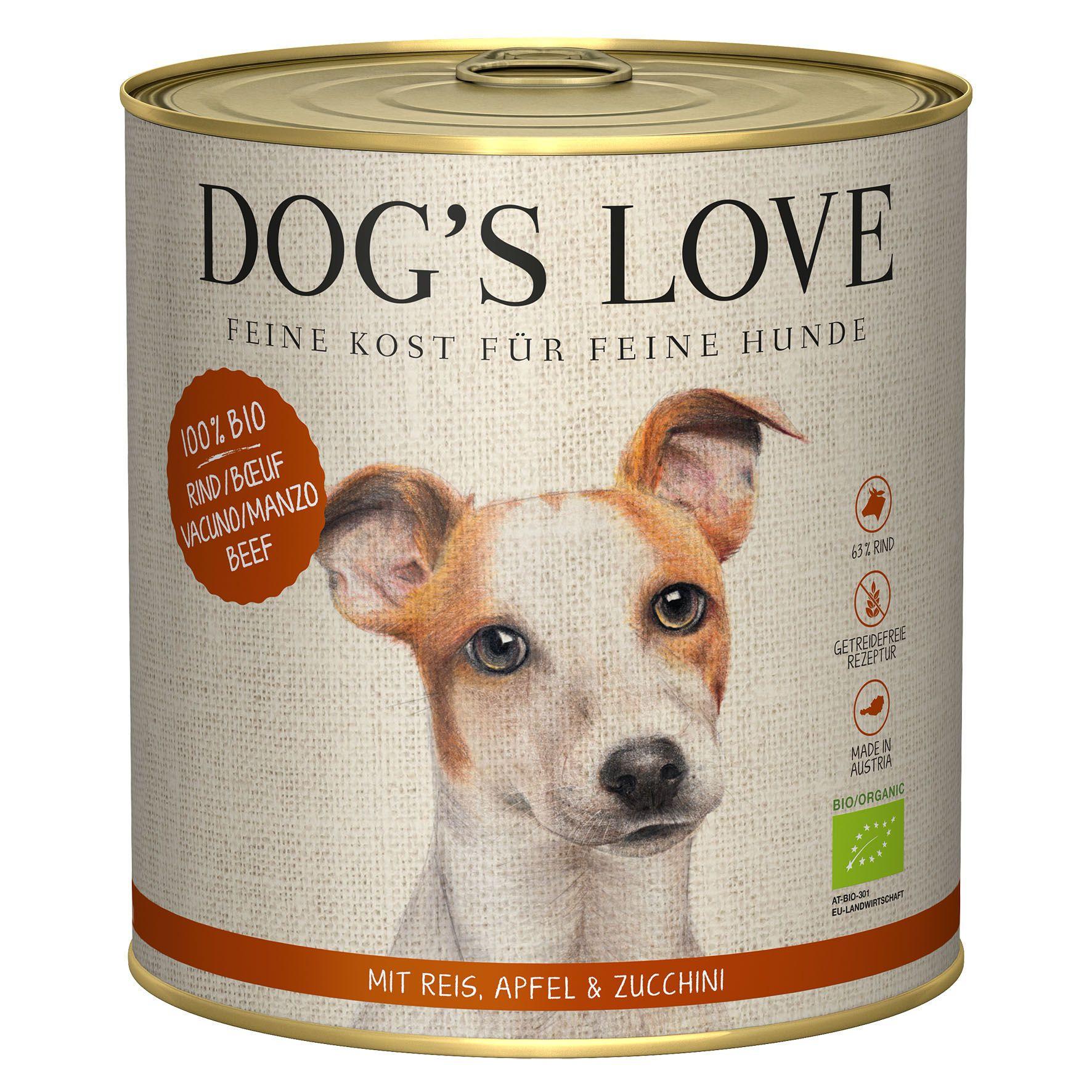 Dog's Love  Manzo, riso, mela e zucchine bio - Multipack 