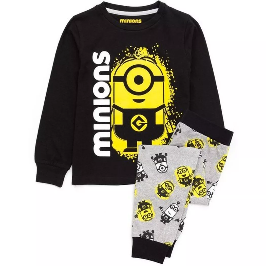 minions - Schlafanzug mit langer Hose, 140, Schwarz