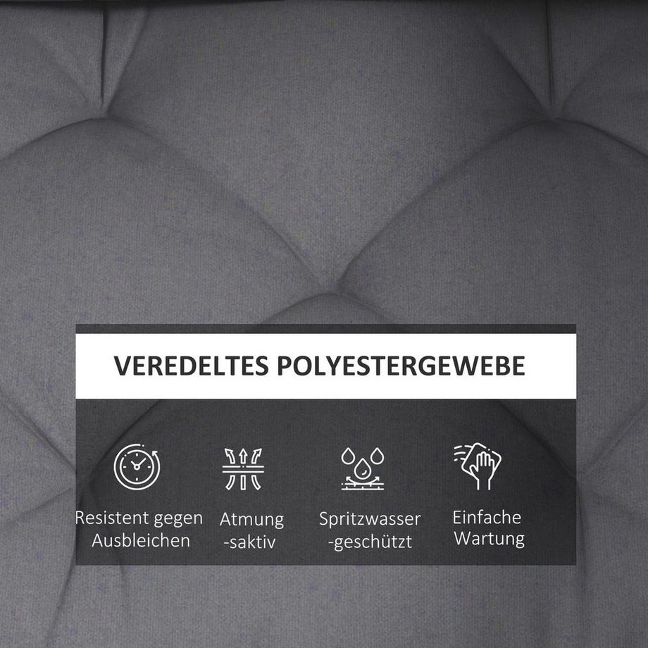 Northio Palettenkissen 3Er-Set Bankauflage Sitzkissen Mit Uv-Schutz Gartenbankauflage Polsterauflage Für Garten, Balkon Dunkelgrau  