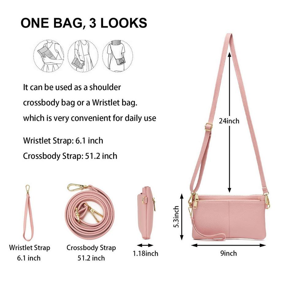 Only-bags.store Kleine Umhängetasche dreifacher Reissverschluss  