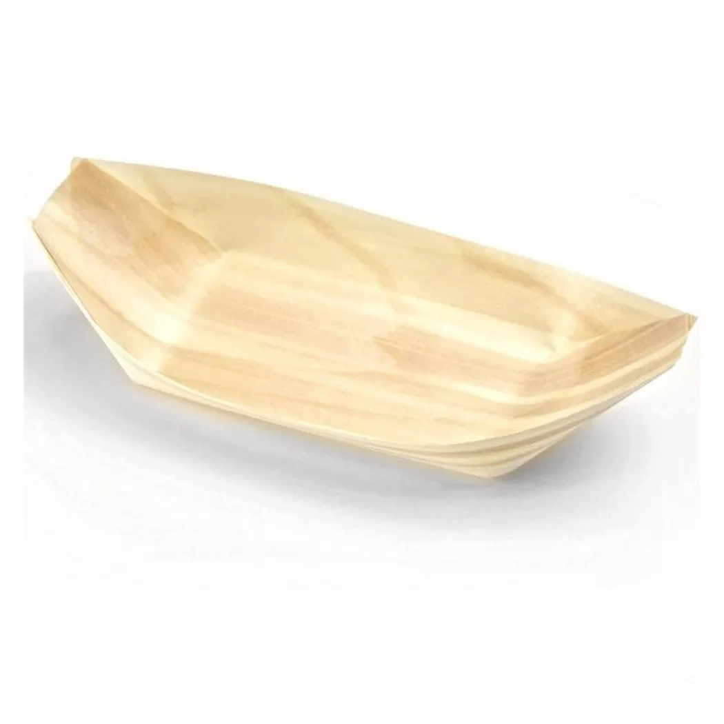Sier - Holzboot (Fingerfood-Schalen, 11 x 21.5 cm, 50 Stück), 11 x 19 cm