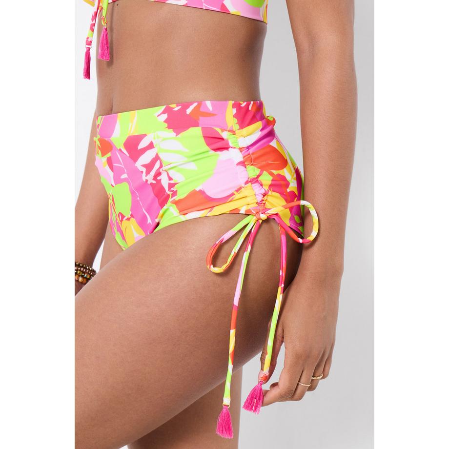 Joe Browns Culotte Bain Taille Haute Imprimé Feuilles Tropicales avec Lien à Pampilles  