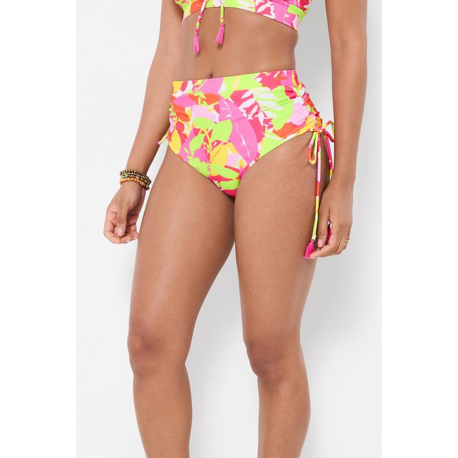 Joe Browns Culotte Bain Taille Haute Imprimé Feuilles Tropicales avec Lien à Pampilles  