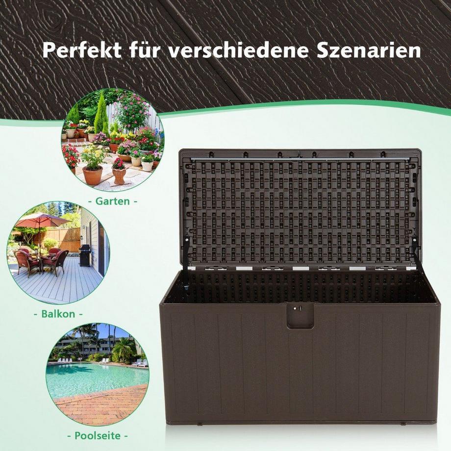 Northio Große Aufbewahrungsbox mit 400 L Kapazität Sonnengeschützte Truhe 127,5 x 64 x 64 cm Braun  