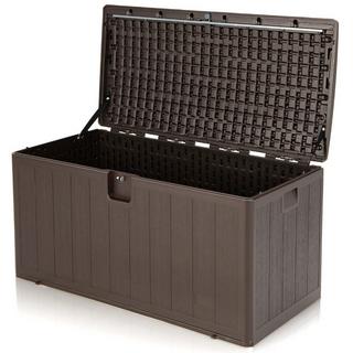 Northio Große Aufbewahrungsbox mit 400 L Kapazität Sonnengeschützte Truhe 127,5 x 64 x 64 cm Braun  