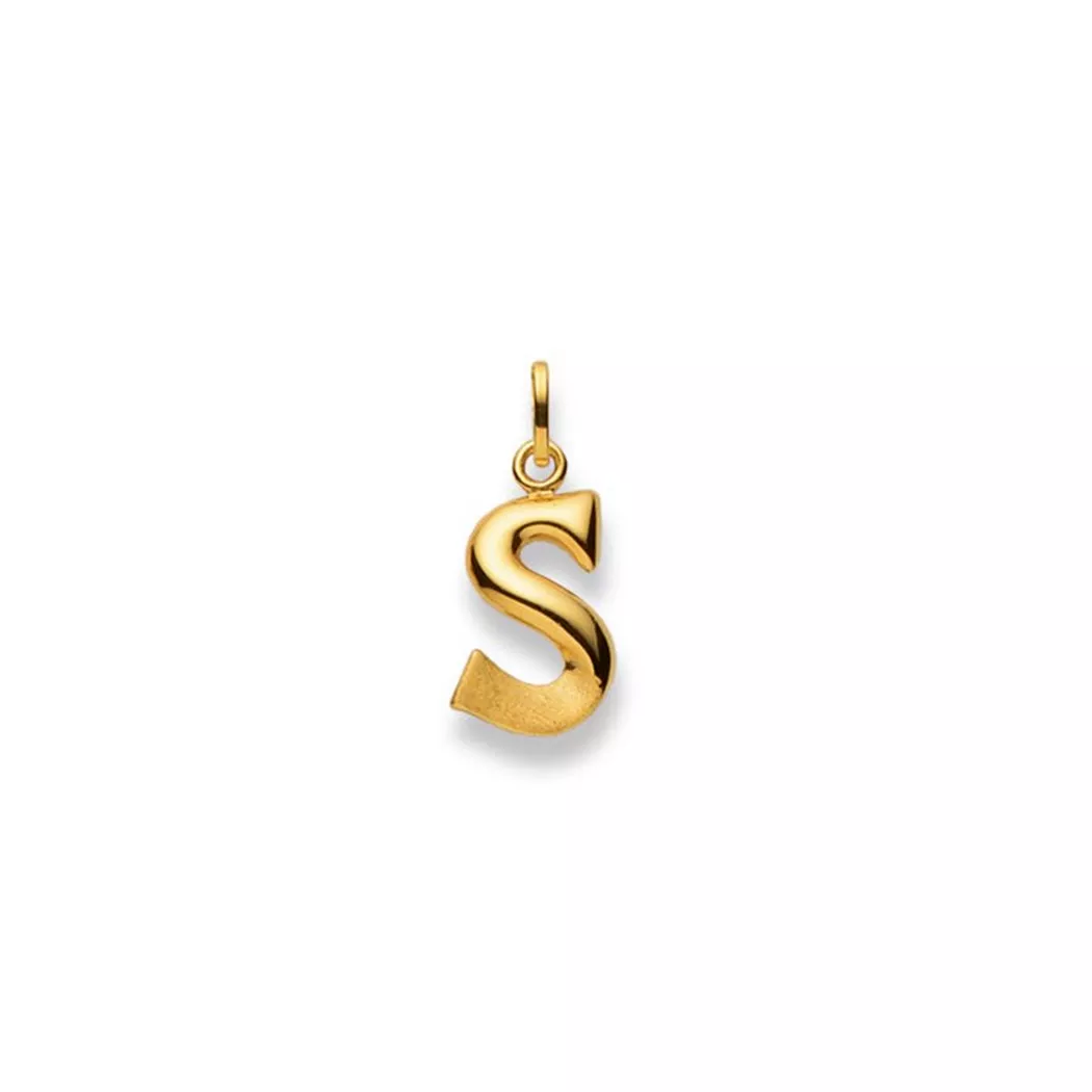 MUAU Schmuck - Anhänger Buchstabe S Gelbgold 750, 20x13mm, One Size