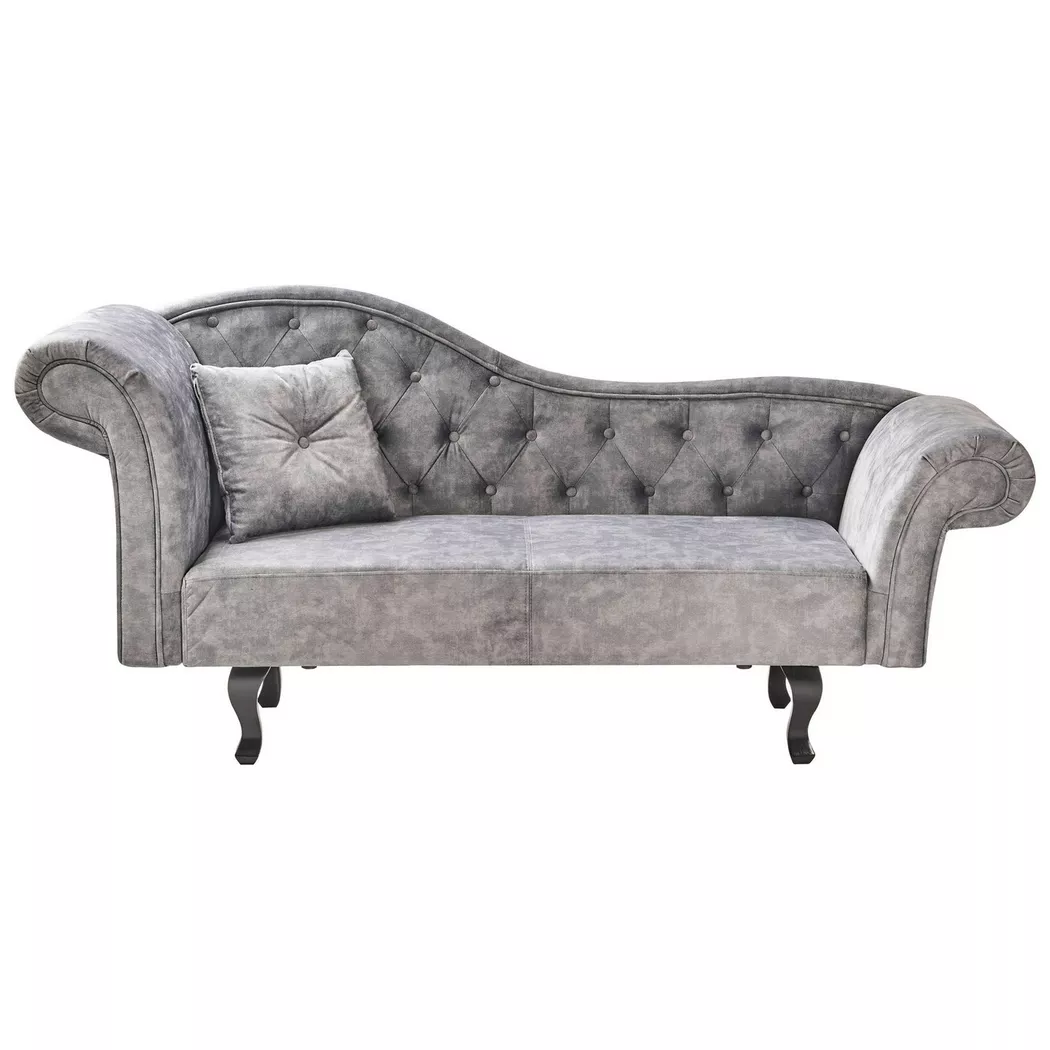 Beliani - Linksseitige Chaiselongue aus Samtstoff  LATTES II, One Size, Taubengrau
