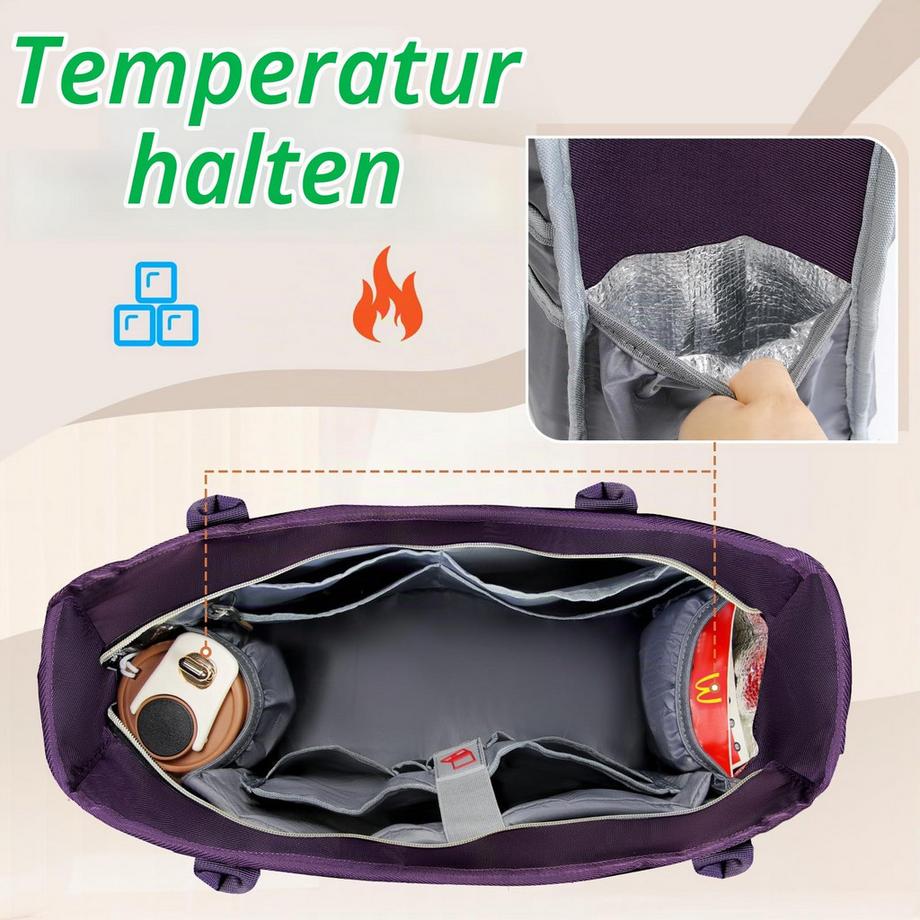 Only-bags.store Grosse Laptoptasche für Arbeit mit Isoliertasche  