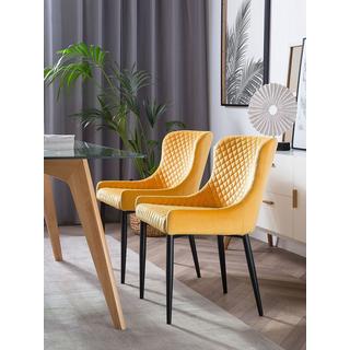 Beliani Esszimmerstuhl 2er Set aus Samtstoff Glamourös SOLANO  