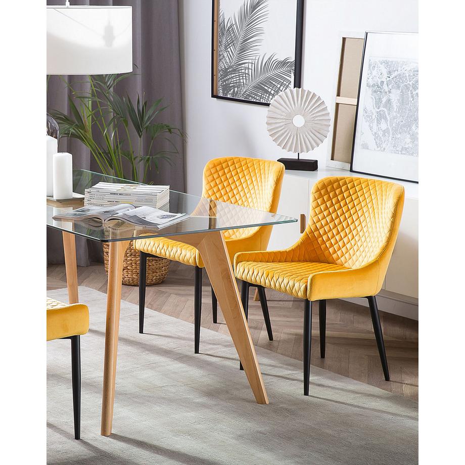 Beliani Esszimmerstuhl 2er Set aus Samtstoff Glamourös SOLANO  