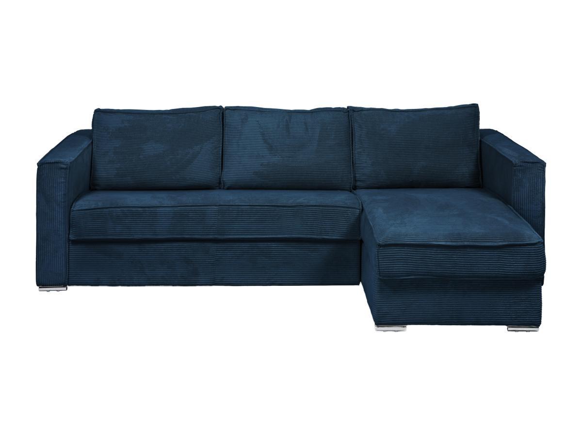 Vente-unique Divano letto angolare a ribalta angolo rever. Letto doghe larghe 160 Mater. 18 in Velluto Blu notte - LORETO  