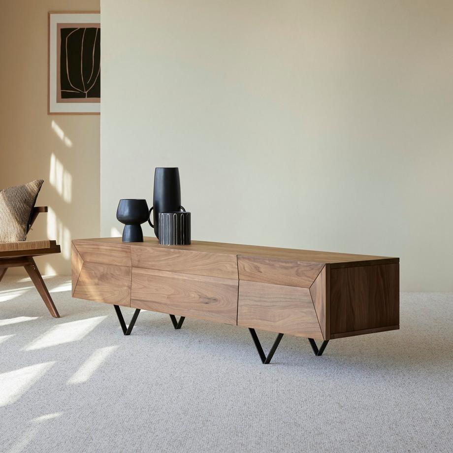 Tikamoon Meuble TV en noyer massif 175 cm Metric  