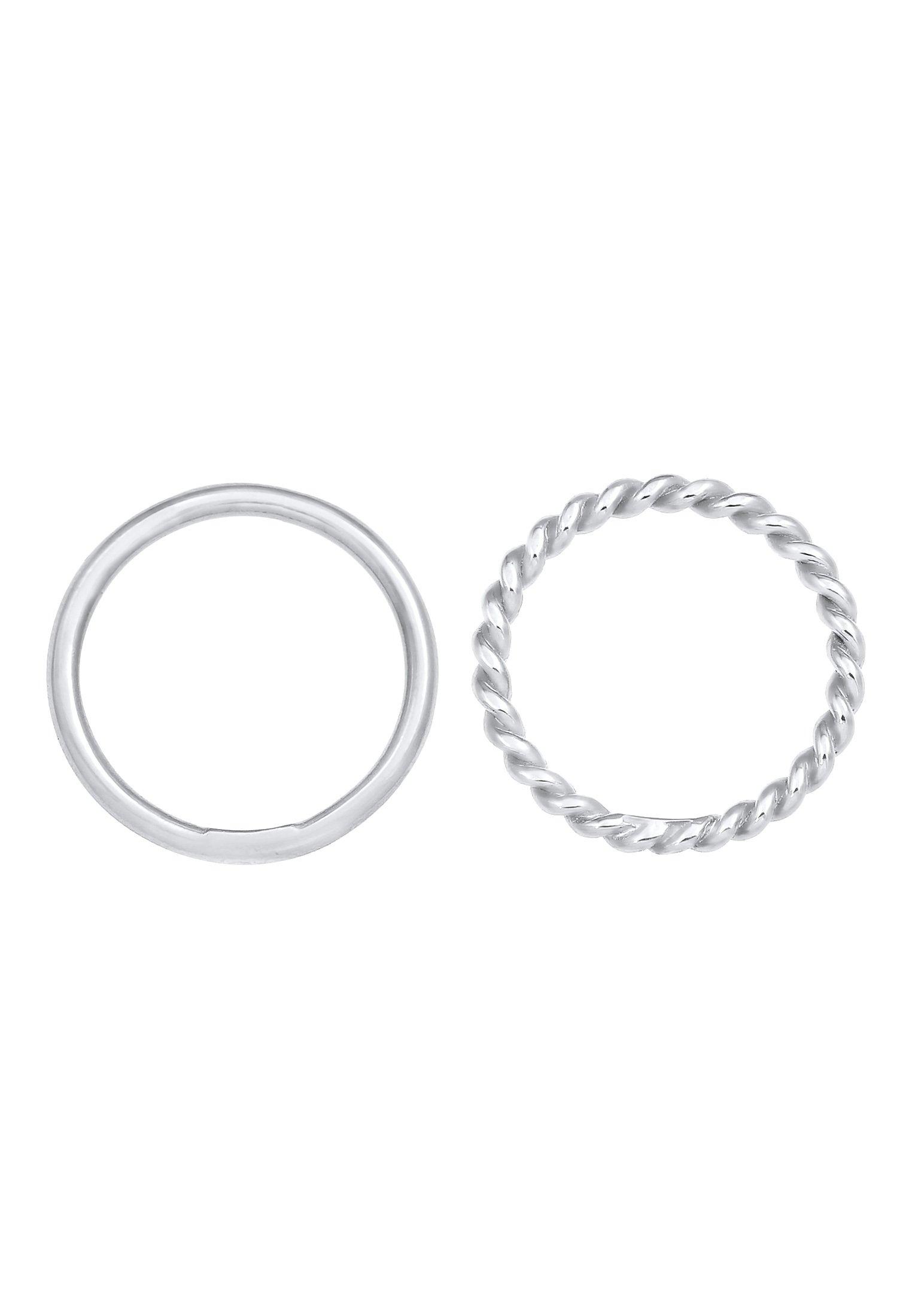 Elli  Bague Basic Twisted 2Er Set 925 Silber 