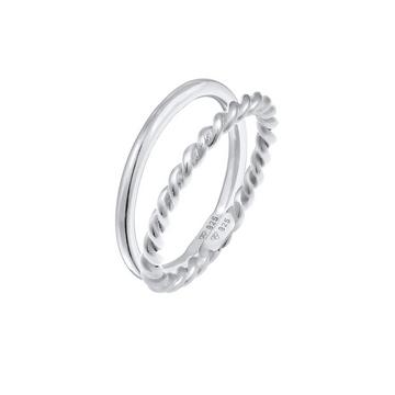 Ring Basic Twisted 2Er Set 925 Silber