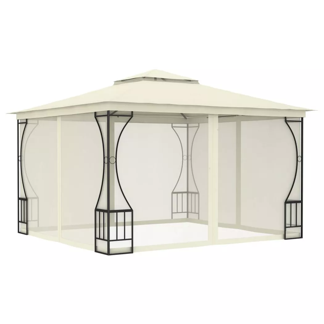 Gazebo Con Rete 300x300x265 Cm Crema - Vidaxl