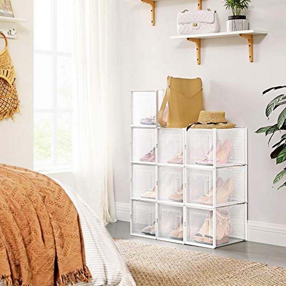 Pricenet 10 scatole trasparenti per scarpe impilabili per tacchi alti, facile da montare  