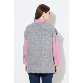 Ulla Popken Gilet smanicato scollo a V motivo Argyle con spacchetti laterali  