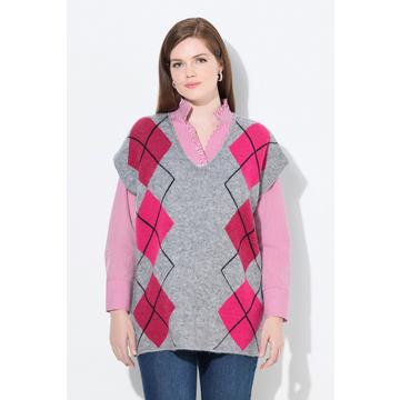 Gilet dal taglio smanicato con scollo a V e fantasia a rombi