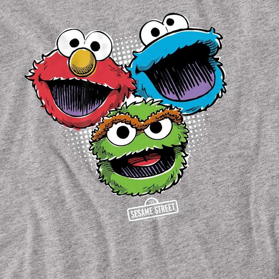 Sesame Street T-Shirt Manches Longues avec Imprimé de Personnages en Demi-teintes  